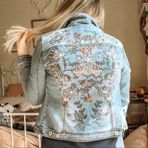Floral denim jacket